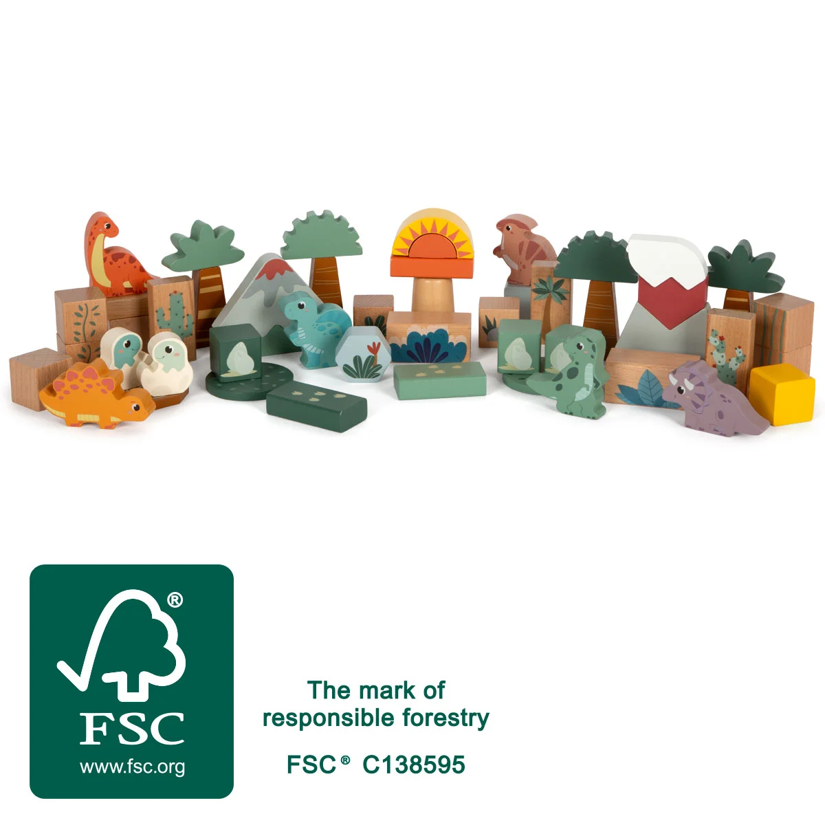 small foot Holzbausteine Dino – 50 Teile